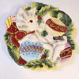 Vintage Fitz and Floyd Kristmas Kitty 3D Plate